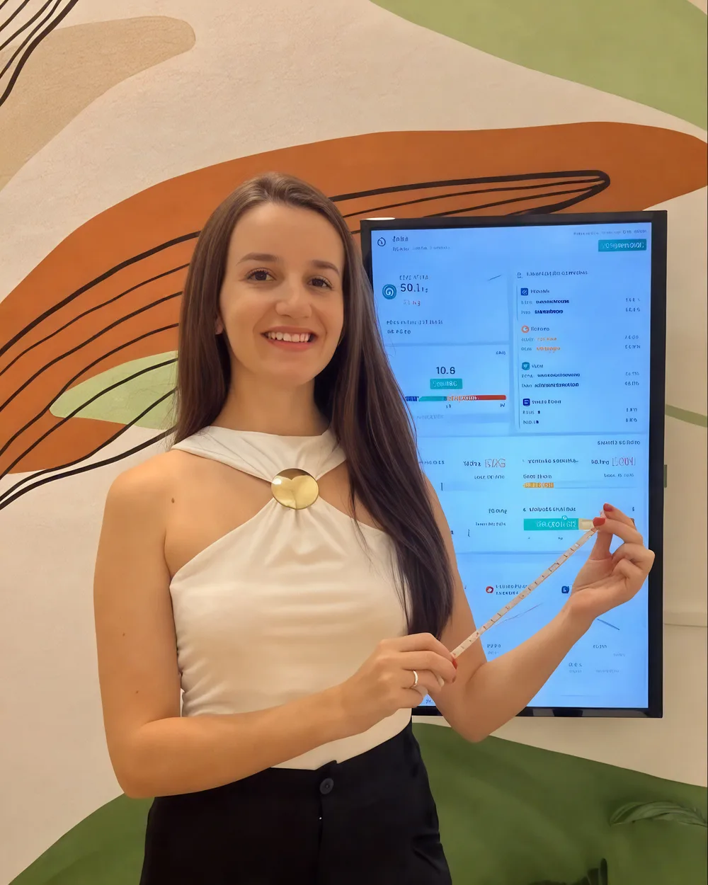 Nutricionista Zelia Helena com equipamento de bioimpedância corporal no consultório em Juiz de Fora Nutricionista Zelia Helena com equipamento de bioimpedância corporal no consultório em Juiz de Fora